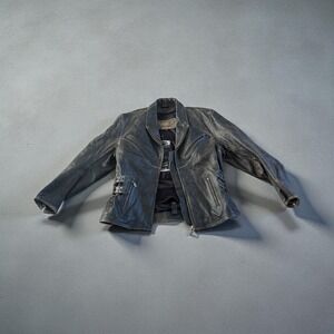 Teknic Motorcycle Leather Jacket Men's 2XL Biker Moto Distressed Black